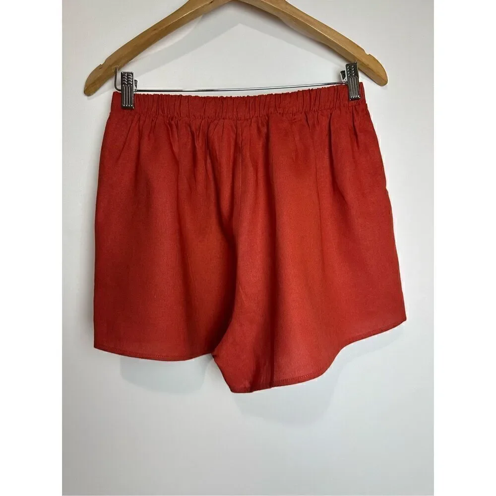 Rust Linen Blazer and Short Set - Picture 6 of 7